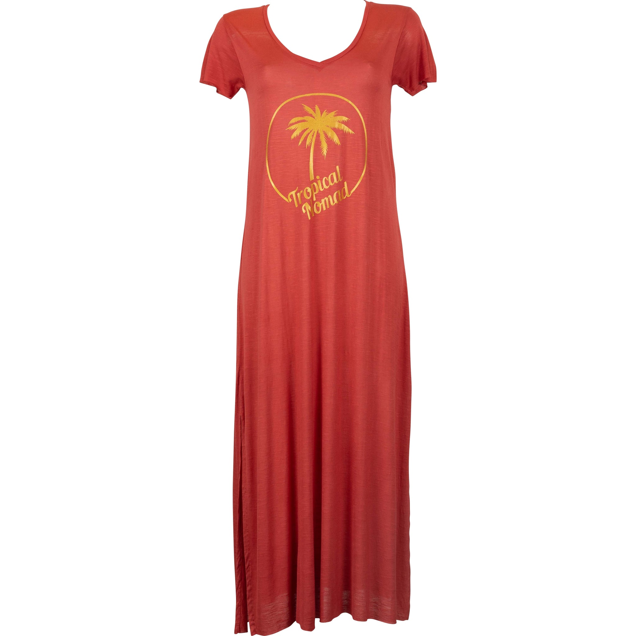 robe longue en viscose tropical nomad corail