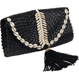 Pochette Salina Shell Noir en paille beau comme un lundi